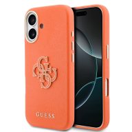   Guess PU Resin Logo Apple iPhone 17 tok kameravédő peremmel, narancs-arany