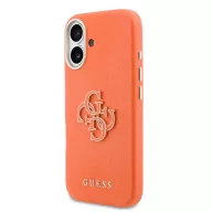   Guess PU Resin Logo Apple iPhone 17 tok kameravédő peremmel, narancs-arany
