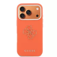   Guess PU Resin Logo Apple iPhone 17 Pro Max tok kameravédő peremmel, narancs-arany