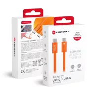   Forcell F-Energy CCFN23 USB-C-USB-C töltő-és adatkábel, QC4.0, PD 3A, 100W, 1,2m, narancs