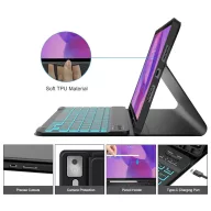   Tech-Protect Sc Pen + Keyboard Lenovo Tab Pro 12.7 (TB-373) oldalra nyíló, kitámasztható mappa tok ceruza tartóval, mágneses rögzítés, billentyűzettel, fekete