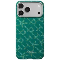   Pitaka Ultra-Slim Monogram Apple iPhone 18 Pro / 17 Pro hátlap tok, MagSafe, zöld