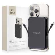   Tech-Protect LifeMag PB31 Powerbank / külső akkumulátor, USB-C kábellel, USB-C-USB-A, kijelző, 10000mAh, 15W, fekete