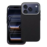   Kevlar iPhone 16 MagSafe tok kameravédő peremmel, fekete-ezüst