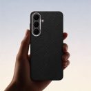 Kevlar Samsung Galaxy S26 MagSafe tok kameravédő peremmel, fekete-ezüst