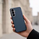 Kevlar Samsung Galaxy A37 MagSafe tok kameravédő peremmel, kék-ezüst