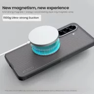   Nillkin Super Frosted PRO Magnetic Samsung Galaxy A57 mágneses műanyag hátlap tok, átlátszó-fekete