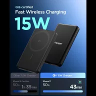   Spigen EA2205MQ Essential Powerbank / külső akkumulátor, mágneses, MagSafe, kompakt, 5000mAh, 22.5W, Qi2, fekete