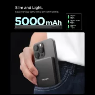   Spigen EA2205MQ Essential Powerbank / külső akkumulátor, mágneses, MagSafe, kompakt, 5000mAh, 22.5W, Qi2, fekete