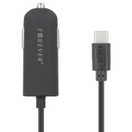   Autós töltő, Szivargyújtós töltő, 5V / 2A, 1 x USB aljzat, USB Type-C kábellel, Forever, fekete, M02