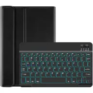   Samsung Galaxy Tab A7 Lite 8.7 SM-T220 / T225, Bluetooth billentyűzetes, mappa tok, billentyűzet világítás, mágneses rögzítés, Wooze Illuminated, fekete