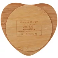   Univerzális vezeték nélküli töltő állomás, Qi Wireless, 10W, fahatású, szív alakú, Wooze Bamboo Qi Wireless Heart Shape, barna