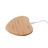   Univerzális vezeték nélküli töltő állomás, Qi Wireless, 10W, fahatású, szív alakú, Wooze Bamboo Qi Wireless Heart Shape, barna