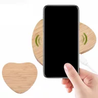   Univerzális vezeték nélküli töltő állomás, Qi Wireless, 10W, fahatású, szív alakú, Wooze Bamboo Qi Wireless Heart Shape, barna