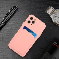   Apple iPhone 11 Pro Max, Szilikon tok, kártyatartóval, Wooze Card Slot, rózsaszín