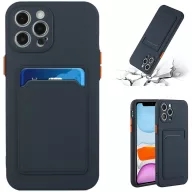  Huawei P40 Lite, Szilikon tok, kártyatartóval, Wooze Card Slot, sötétkék