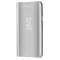 Apple iPhone 13 Pro Max, Oldalra nyíló tok, hívás mutatóval, Smart View Cover, ezüst (utángyártott)