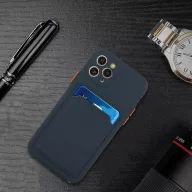   Apple iPhone 13 Pro Max, Szilikon tok, kártyatartóval, Wooze Card Slot, sötétkék
