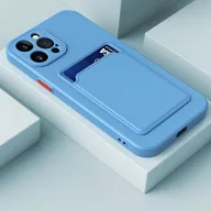   Apple iPhone 13 Pro Max, Szilikon tok, kártyatartóval, Wooze Card Slot, világoskék