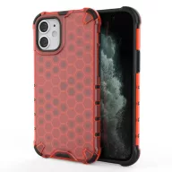   Apple iPhone 13 Pro Max, Műanyag hátlap védőtok, közepesen ütésálló, légpárnás sarok, méhsejt minta, Wooze Honey, piros