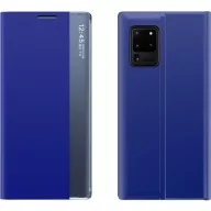  Huawei Mate 40 Pro, Oldalra nyíló tok, stand, hívás mutatóval, vékony csíkban, Wooze Look Inside, kék