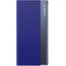 Huawei Mate 40 Pro, Oldalra nyíló tok, stand, hívás mutatóval, vékony csíkban, Wooze Look Inside, kék