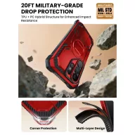   Supcase ArmorBox Samsung Galaxy S26 Ultra ütésálló tok, kijelző védelemmel, kitámasztóval, MagSafe, piros
