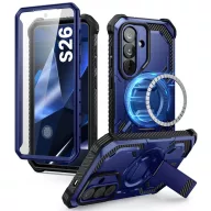   Supcase ArmorBox Samsung Galaxy S26 ütésálló tok, kijelző védelemmel, kitámasztóval, MagSafe, kék