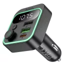 Hoco E85 bluetooth FM transmitter / autós töltő, 2xUSB-A-USB-C, PD, QC3.0, 20W, fekete