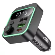   Hoco E85 bluetooth FM transmitter / autós töltő, 2xUSB-A-USB-C, PD, QC3.0, 20W, fekete