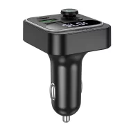   Hoco E85 bluetooth FM transmitter / autós töltő, 2xUSB-A-USB-C, PD, QC3.0, 20W, fekete