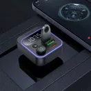 Hoco E85 bluetooth FM transmitter / autós töltő, 2xUSB-A-USB-C, PD, QC3.0, 20W, fekete