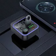   Hoco E85 bluetooth FM transmitter / autós töltő, 2xUSB-A-USB-C, PD, QC3.0, 20W, fekete