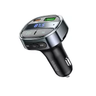   Hoco E70 bluetooth FM transmitter / autós töltő, USB-A-USB-C, digitális kijelző, PD, QC3.0, 5A, 30W, fekete