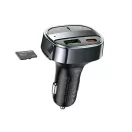 Hoco E70 bluetooth FM transmitter / autós töltő, USB-A-USB-C, digitális kijelző, PD, QC3.0, 5A, 30W, fekete