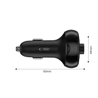   Tech-Protect CC06 bluetooth FM transmitter / autós töltő, 2xUSB-A-UCB-C, PD, 70W, fekete