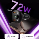 Tech-Protect CC06 bluetooth FM transmitter / autós töltő, 2xUSB-A-UCB-C, PD, 70W, fekete