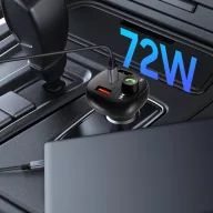   Tech-Protect CC06 bluetooth FM transmitter / autós töltő, 2xUSB-A-UCB-C, PD, 70W, fekete