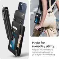   Spigen Valentinus telefon tartó táska / pénztárca kártyatartóval, max. 6.8", fekete