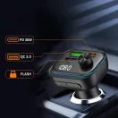 Tech-Protect CC07 bluetooth FM transmitter / autós töltő, USB-A-UCB-C, PD, 54W, fekete