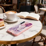   Tech-Protect Icon Samsung Galaxy A27 szilikon tok mikroszálas béléssel, márvány minta, rózsaszín