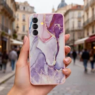   Tech-Protect Icon Samsung Galaxy A27 szilikon tok mikroszálas béléssel, márvány minta, rózsaszín