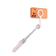   Tech-Protect selfie bot / selfie stick vezeték nélküli / bluetooth távirányítóval, kompakt, hordozható, rózsaszín / szürke