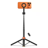   Tech-Protect selfie bot / selfie stick vezeték nélküli / bluetooth távirányítóval, kompakt, hordozható, fekete / narancs