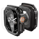 Spigen Rugged Armor Apple Watch Ultra 4 / 3 / 2 / 1 49mm tok, kijelzővédő felülettel, matt fekete