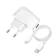   Blue Star TFK-TC-1095B USB-A hálózati töltő USB-A-Lightning töltő-és adatkábellel, 1A, 5W, fehér