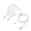 Blue Star TFK-TC-1095B USB-A hálózati töltő USB-A-Lightning töltő-és adatkábellel, 1A, 5W, fehér