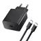 Bluestar TFB-TC-20WPD USB-C hálózati töltő adapter USB-C-USB-C töltő-és adatkábellel, QC4.0, PD, 3A, 20W, fekete