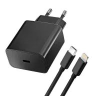   Bluestar FB-TC-20WPD USB-C hálózati töltő adapter USB-C-Lightning töltő-és adatkábellel, QC4.0, PD, 3A, 20W, fekete