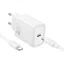 Hoco N60 USB-C hálózati töltő adapter USB-C-USB-C töltő-és adatkábellel, QC, PD, 20W, fehér